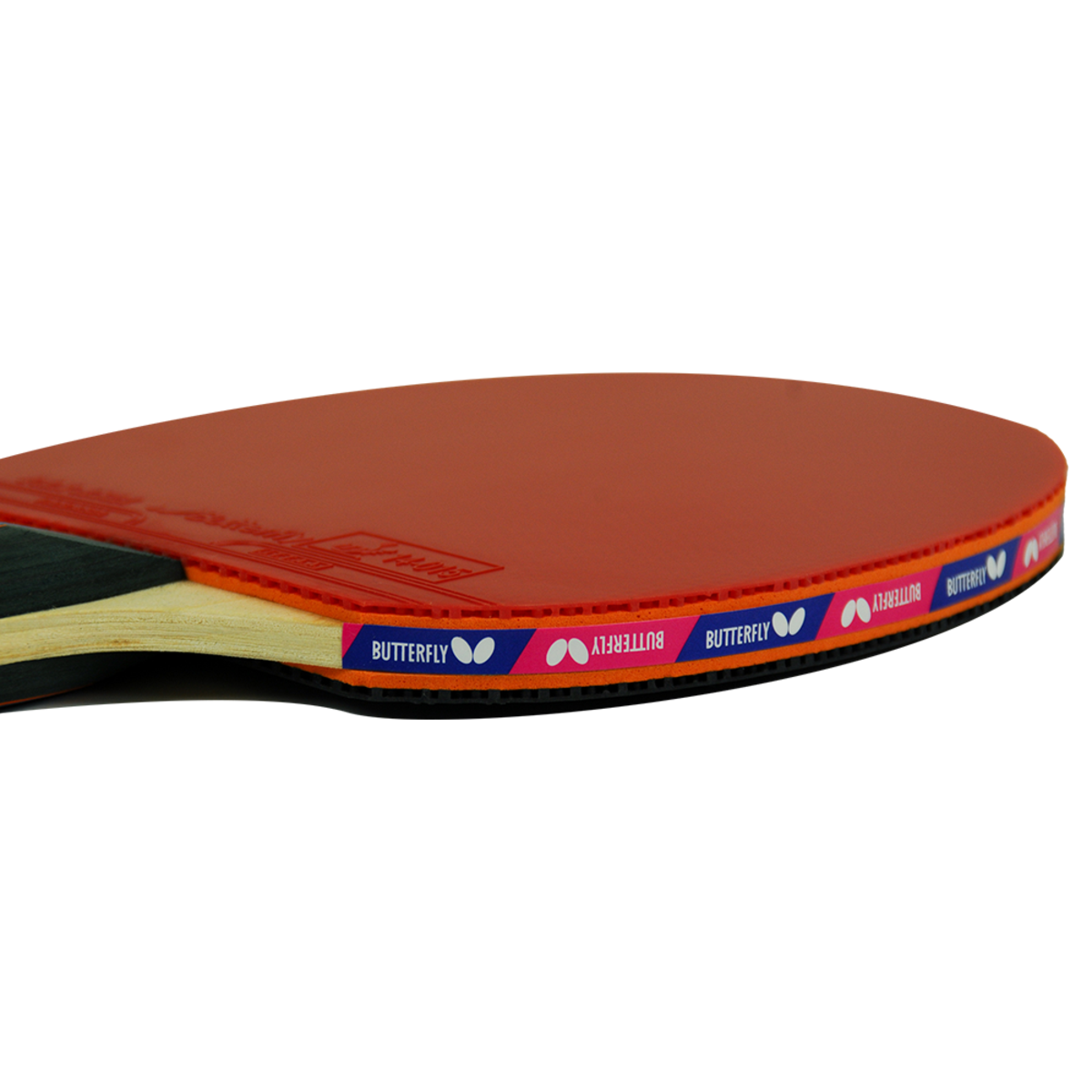 Butterfly Timo Boll 3000 Racket: Side Profile of Rubber, Blade, and Wood Plies